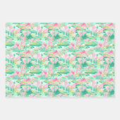 Palm Beach Kerst Waterverf Roze & Groen Inpakpapier Vel (Voorkant 2)