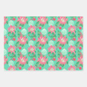 Palm Beach Kerst Waterverf Roze & Groen Inpakpapier Vel (Voorkant 3)