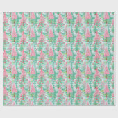 Palm Beach Kerst Waterverf Roze & Groene Bomen Cadeaupapier (Vlak)