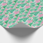Palm Beach Kerst Waterverf Roze & Groene Bomen Cadeaupapier (Hoek)