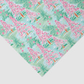 Palm Beach Kerst Waterverf Roze & Groene Bomen Tissuepapier (Detail)