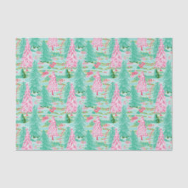 Palm Beach Kerst Waterverf Roze & Groene Bomen Tissuepapier