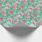 Palm Beach Kerst Waterverf Roze Kousen Cadeaupapier (Hoek)