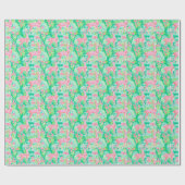 Palm Beach Kerst Waterverf Roze rendier Cadeaupapier (Vlak)