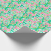 Palm Beach Kerst Waterverf Roze rendier Cadeaupapier (Hoek)