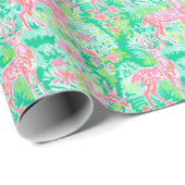 Palm Beach Kerst Waterverf Roze rendier Cadeaupapier (Rol Hoek)