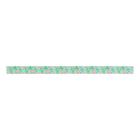Palm Beach Kerst Waterverf Roze rendier Grosgrain Lint (Voorkant)