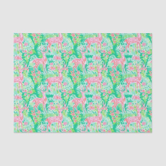 Palm Beach Kerst Waterverf Roze rendier Tissuepapier (Voorkant)