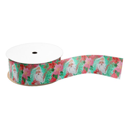 Palm Beach Kerst Waterverf Roze Santa Grosgrain Lint (Spoel)