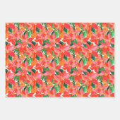 Palm Beach Kerst Waterverf Roze & Sinaasappel Inpakpapier Vel (Voorkant 2)