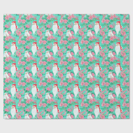 Palm Beach Kerst Waterverf Santa Cadeaupapier (Vlak)