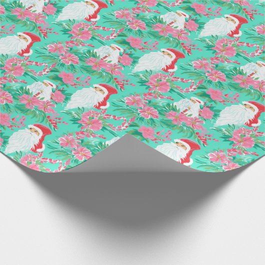 Palm Beach Kerst Waterverf Santa Cadeaupapier (Hoek)