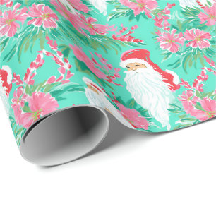 Palm Beach Kerst Waterverf Santa Cadeaupapier