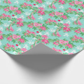 Palm Beach Kerst Waterverf Tropische Ornamenten Cadeaupapier (Hoek)