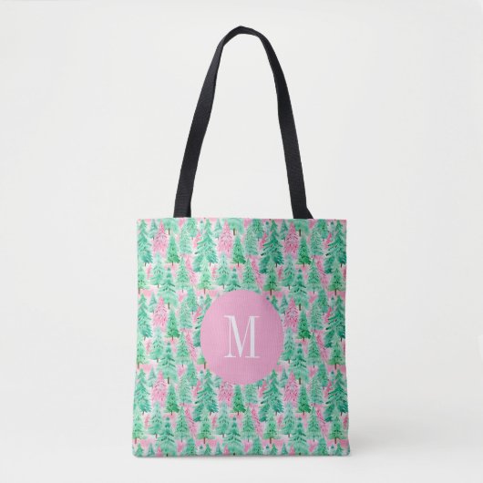 Palm Beach Kerstbomen monogram Tote Bag (Voorkant)