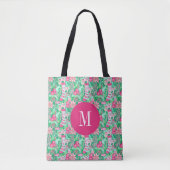 Palm Beach Kerstkousen Monogrammed Tote Bag (Voorkant)