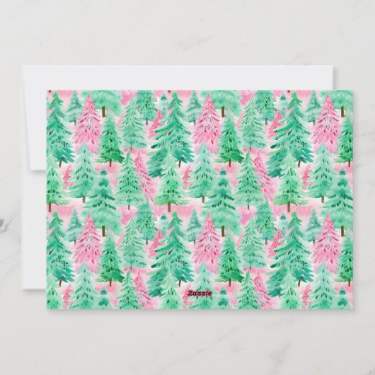 Palm Beach Kerstmis roze & groene bomen Foto Feestdagenkaart (Achterkant)