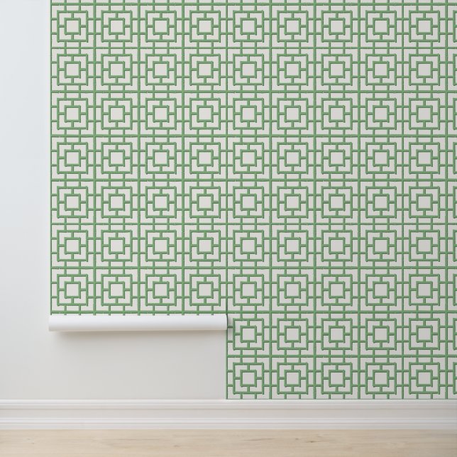 Palm Beach Lattice - Delicate Sage Trellis Behang (Applicatie)
