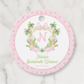 Palm Beach Monogram Crest Bachelorette Weekend Bedankjes Labels (Voorkant)