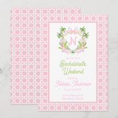 Palm Beach Monogram Crest Bachelorette Weekend Kaart (Voorkant / Achterkant)