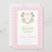 Palm Beach Monogram Crest Meisjesuitje Weekend Kaart (Voorkant)