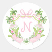 Palm Beach Monogram Crest Ronde Sticker (Voorkant)
