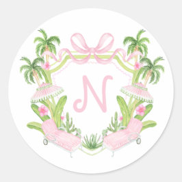 Palm Beach Monogram Crest Ronde Sticker
