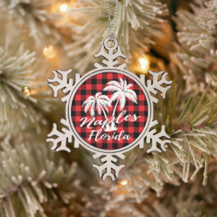 Palm Beach Napels Florida Tin Sneeuwvlok Ornament