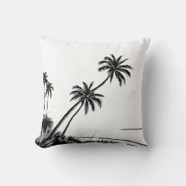 Palm Beach Oceaan Modern Zwart en Wit Kussen