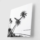 Palm Beach Ocean Modern Zwart-wit Vierkante Klok (Hoek)