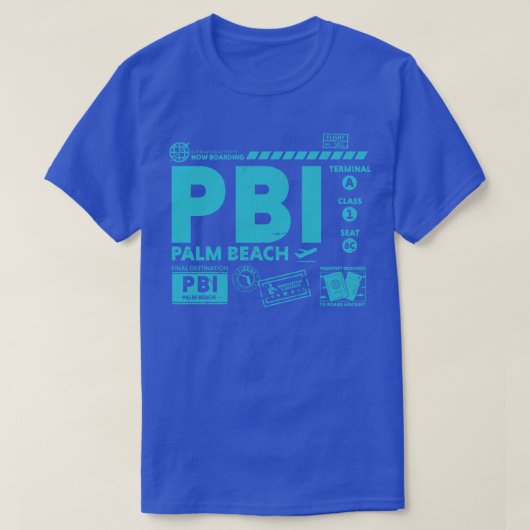  Palm Beach PBI Airport Code Reisdag huren T-shirt (Design voorkant)