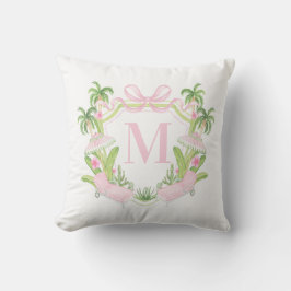 Palm Beach Pink Loungers Monogram Crest Buitenkussen
