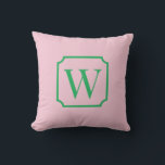 Palm Beach Pink Monogram Dorm Room Pillow  Kussen<br><div class="desc">Personalized Initial College Dorm Decor Add a bold preppy touch to your dorm room with this Preppy Pink monogram pillow, featuring a classic framed initial design on a pink background. The elegant serif monogram inside a decorative frame creates a timeless preppy look that fits perfectly with popular college dorm aesthetics....</div>
