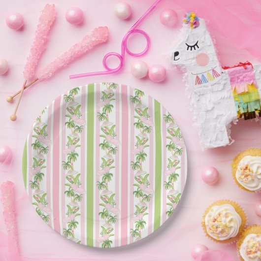 Palm Beach Pink Pool Loungers Papieren Bordje (Feest)