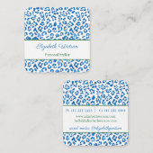 Palm Beach Preppy Blauw Groen Dier Print Stylist Vierkante Visitekaartje (Voorkant / Achterkant)