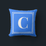 Palm Beach Preppy Blue Monogram Throw Pillow Kussen<br><div class="desc">Add a vibrant coastal touch to your space with this Palm Beach preppy blue monogram throw pillow, featuring a bold personalized initial framed by a crisp double border on a bright ocean blue background. Inspired by colorful resort style and classic collegiate design, this custom pillow adds personality and polish to...</div>