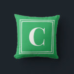 Palm Beach Preppy Green Monogram Throw Pillow Kussen<br><div class="desc">Bring a fresh pop of color to your space with this Palm Beach preppy green monogram throw pillow, featuring a bold personalized initial framed by a crisp double border on a vibrant palm green background. Inspired by colorful resort style and classic collegiate design, this custom pillow adds personality and polish...</div>