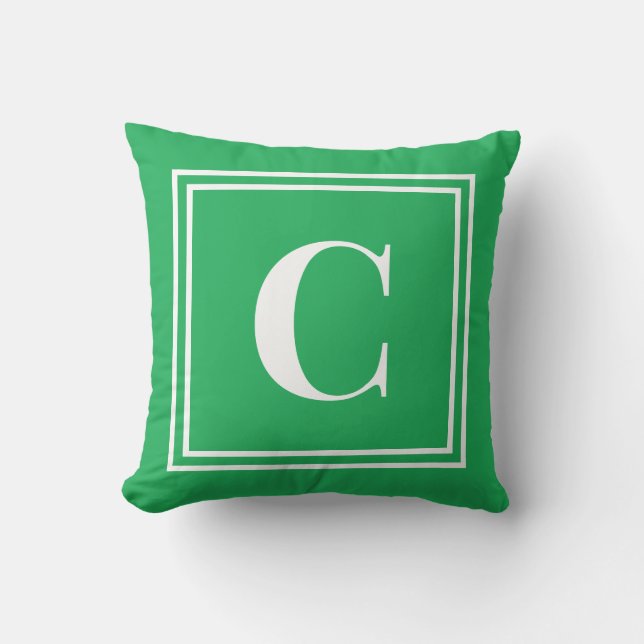 Palm Beach Preppy Groene Monogram Worp Kussen (Voorkant)