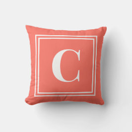 Palm Beach Preppy Koraal Monogram Worp Kussen