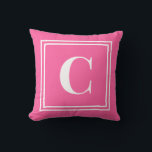 Palm Beach Preppy Monogram Throw Pillow Kussen<br><div class="desc">Add a bold pop of classic preppy style to your space with this Palm Beach preppy monogram throw pillow, featuring a large personalized initial framed by a crisp double border on a vibrant pink background. Inspired by bright coastal resort style and timeless collegiate decor, this custom pillow brings personality and...</div>
