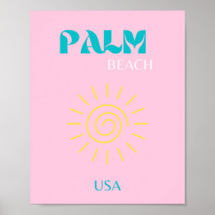 Palm Beach, Preppy, Preppy Art, Roze Poster