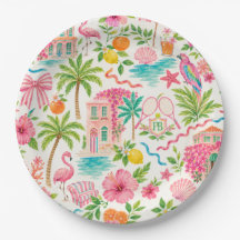 Palm Beach Preppy Roze Groen Tropisch