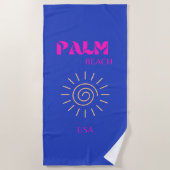 Palm Beach, Reis Kunst, Florida, Blauw Strandlaken (Voorkant)