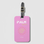Palm Beach, Retro Art, Preppy, Pink Art, Roze Bagagelabel (Voorkant (verticaal))