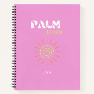 Palm Beach, Retro Art, Preppy, Pink Art, Roze Notitieboek