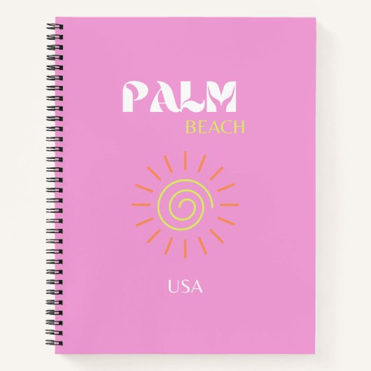 Palm Beach, Retro Art, Preppy, Pink Art, Roze Notitieboek (Voorkant)