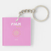 Palm Beach, Retro Art, Preppy, Pink Art, Roze Sleutelhanger (Achterkant)