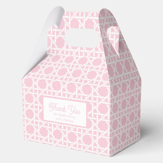 Palm Beach Roze en Witte Riet Bedankdoosjes (Voorkant)