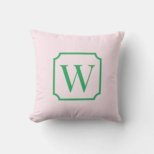 Palm Beach Roze Monogram Slaapkamer Kussen (Voorkant)