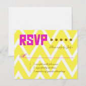 PALM BEACH RSVP Yellow Chevron Linen Paper Kaartje (Voorkant / Achterkant)